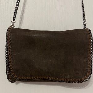 Authentic Stella McCartney Falabella style crossbody bag.Olive green, shimmer.